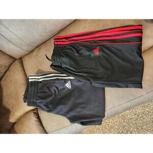 Adidas Youth Sweatpants Joggers 2 Pack Black with Red and White Stripes